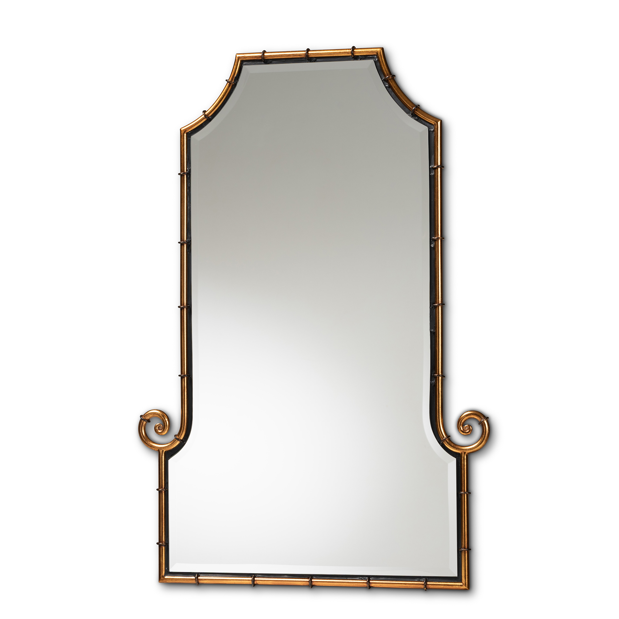 Baxton Studio Layan Glamourous Hollywood Regency Style Gold Finished Metal Bamboo Inspired Accent Wall Mirror